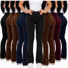 kit 2 Calça Flare Legging Canelada leg boca de sino bailarina Empina Bumbum Zero Transparência