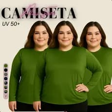 Kit 3  Blusas Térmica Plus Size Camiseta Moda Feminina Proteção UV Manga Longa Treino Academia
