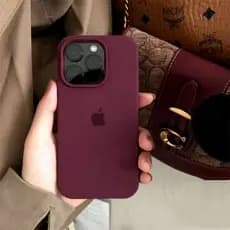 Capa De Silicone Para iPhone Wine , Açaí E Marsala-Interior Flocado iPhone15/13/12/11 Protetora anti-Queda Com Tudo Incl