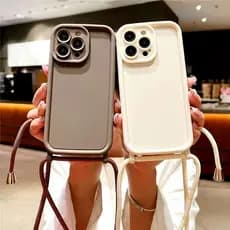 Capa De Cordão De Silicone Crossbody Para iPhone-Alça Marrom Compatível Com 11/12/13/14/15/16 Plus E Pro Max-&-*