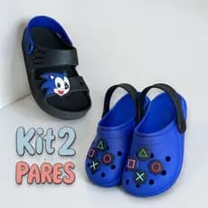 Kit 2 Pares Sandália Infantil Menino Chinelo Leve Macio Confortável