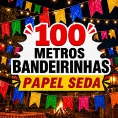 Kit 100 Metros Bandeirinhas de Festa Junina Seda Decoração Julina São João Quermesse Arraia