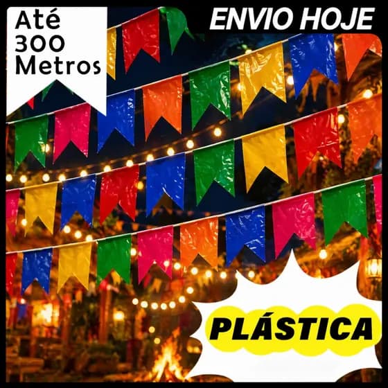 Bandeirinhas Festa Junina Plástico Resistente Decoração Bandeirola São João Arraia Até 300 Metros