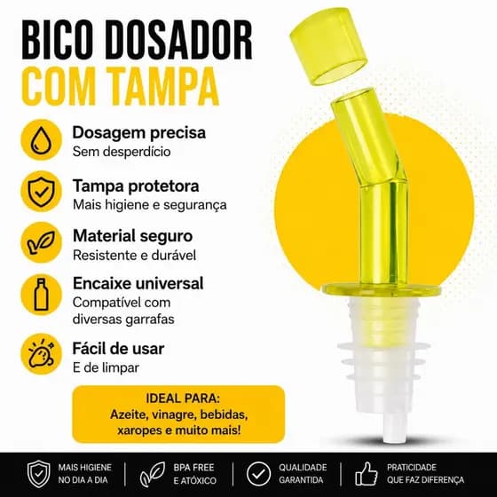 Bico Dosador para Garrafa de Azeite Óleo e Vinagre Kit 2 Silicone Anti Gotejamento