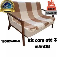 Kit com 1/2/3 unidades de Manta Sofá Gigante Poltrona 1.80 x 2.40 quadriculada PARA SOFÁ