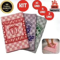 Conjunto com 10, 5 ou 3 de Tapete chão P/ Banheiro Toalha de Piso Atoalhado Tapete Pezinho Estampado