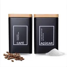 Latas Em Metal Para Armazenar Mantimentos Cafe E Acucar