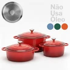Kit 3 Peças Panelas Le Chef Fundo Indução Antiaderente