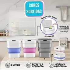 Lixeira Automática 8 Litros com Sensor Inteligente Retrátil Cesto de Lixo Sem Contato para Banheiro Cozinha