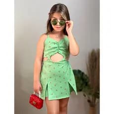 Macaquinho Infantil Short e Saia Crepinho  Moda Blogueirinha 4  au 10