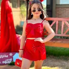 Moda Infantil Feminina Conjunto Blogueirinha Pérolas