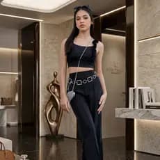Conjunto Juvenil Menina Cropped e Calça Pantalona Menina Lindo Tendencia Promoçao 10-12-14-16