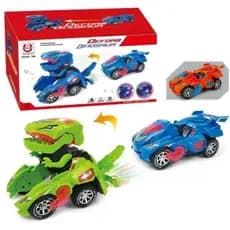 Carro Dinossauro Vira Robô Dino T-rex Com Luz Som Bate - Volta