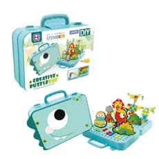 kit caixa de ferramentas de montagem de parafuso infantil crianças brinquedo Dinossauro