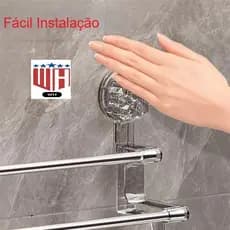 Suporte Toalheiro Barra Dupla Luxo Com Gacho e Ventosa