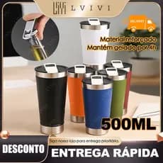 Copo Térmico 500ml com Tampa e Abridor de Garrafa | Mantém Gelado 4h
