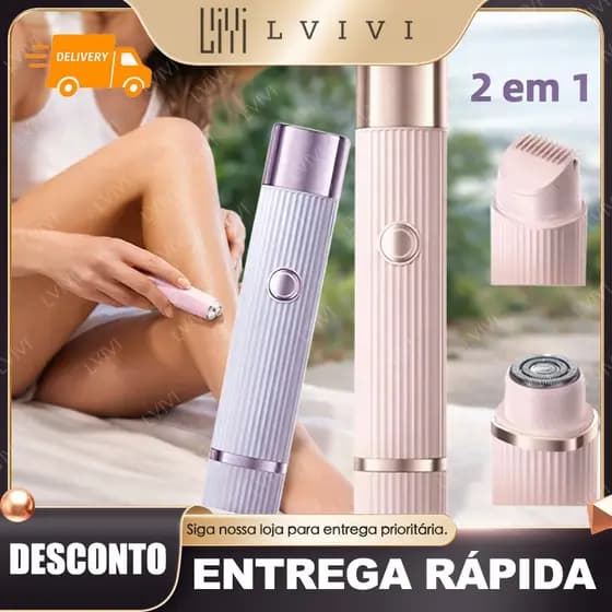Depilador Eletrico Feminino Recarregável Removedor De Pelos Navalha Dupla