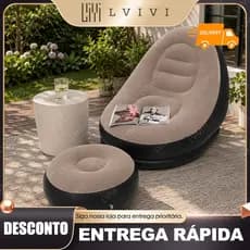 Conjunto Poltrona e Puff Inflável Ultra Lounge Portátil Descanso Preguiçoso Sofá Poltrona