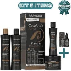 Kit Antiqueda Cavalo de Ra莽a 5 Itens Completo com T么nico Capilar Crescimento For莽a e Brilho