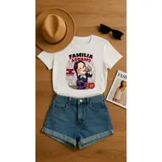 Camiseta Feminina Wandinha, Camiseta estampada feminina, T-Shirts Estampadas Wandinha, Camiseta feminina Familia addams