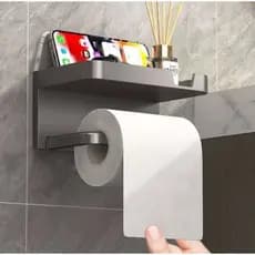 Suporte Porta Papel Higiênico Parede Adesivo Prateleira Celular Lenço Umedecido Organizador Aquarius