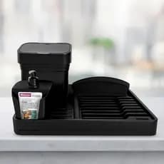 Kit Para Pia Escorredor de Louças + Lixeira + Dispenser De Detergente Cozinha  LP House