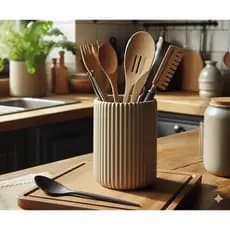 Porta Utensílios Cozinha Canelado Organizador Talheres Bancada 3D Design Premium