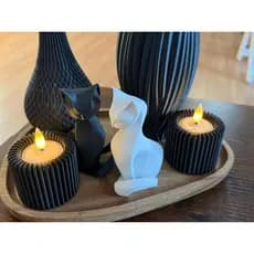 Castiçal Moderno Design Canelado Vela Decorativo Mesa Sala Centro 3D Premium Artesanal