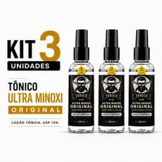 Kit 3 Tônico Crescimento Cabelo E Barba Ultra Minoxi 120 ML