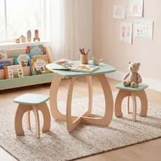 Kit Mesa Infantil + Bancos em MDF Mesa para Criança, Brincar, Desenhar e Estudar