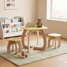 Mesa Infantil com Bancos em MDF 48x48 Mesa para Brincar, Desenhar e Estudar