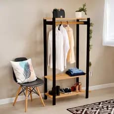 Arara Closet Para Roupas Com Cabideiro em Madeira Maciça