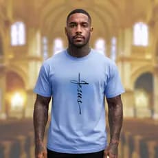 Camiseta Masculina Cruz 100 % Algodão, Promoção, Premium / Casual / Estiloso, Confortavel, Elegante