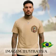 Camiseta Masculina Com Estampa De Virgem Maria, Flor E Frase