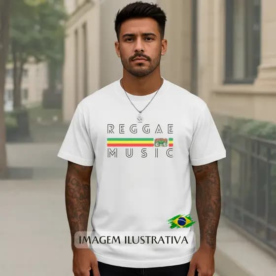 Camiseta Masculina Reggae 100 % Algodão, Promoção, Premium / Casual / Estilo de rua