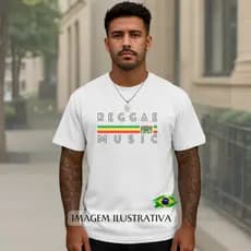 Camiseta Masculina Reggae 100 % Algodão, Promoção, Premium / Casual / Estilo de rua
