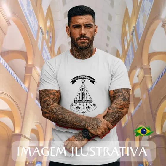 Camiseta Masculina Nossa Senhora Aparecida 100% Algodão Promoção
