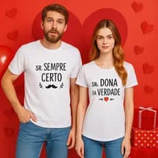 kit Camiseta : Casal Certo 100 % algodão, confortavel em promoção, estampa DTF