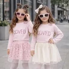 Conjunto Infantil Menina Blogueirinha Blusa + Short Saia de Tule Tamanho 04/06/08