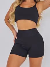 Conjunto Fitness Feminino Short Cintura Alta + Top Alcinha – Compressão, Estilo e Zero Transparência