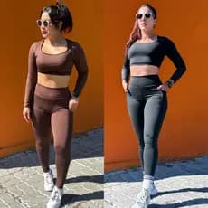 Conjunto Gringa Calça e Cropped Feminino manga longa Alta Compressão Academia Treino Fitness Corrida