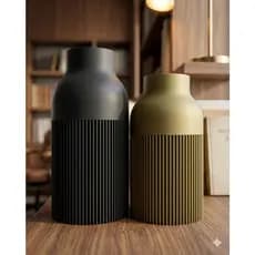 vaso decorativo sala, vaso canelado moderno, vaso preto fosco, vaso verde oliva, decoração minimalista ✨