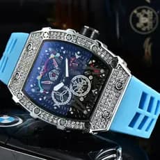 Estilo europeu diamante-cravejado masculino quartzo calendário de três ponteiros relógio de venda quente moda esportes f