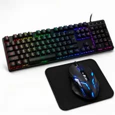 Kit Teclado e Mouse Com Led Rgb Gamer completo Com Fio Mouse Pad Barato Para PC