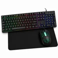 Kit Gamer Teclado e Mouse Com Fio Led RGB Mouse Pad Barato semi mecanico membrana