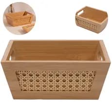 Caixa de Bambu Decorativa Organizadora Multiuso Café Mesa
