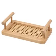 Bandeja Com Alças Bambu Palhinha Treliça 25cm Mimo Style