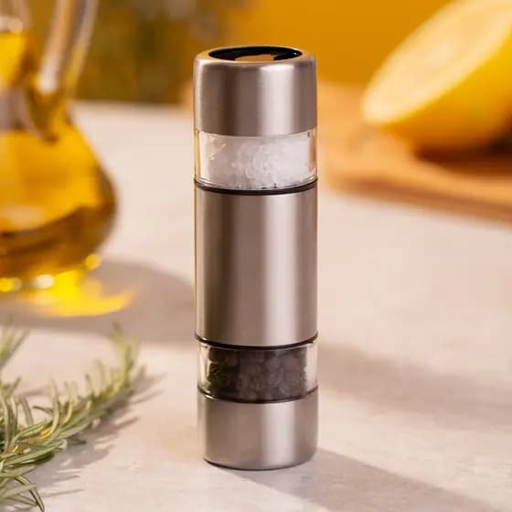 Moedor Duplo Manual Aço Inox Sal Pimenta Temperos Prático de Mesa