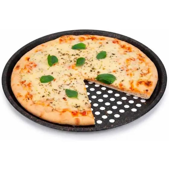 Assadeira Antiaderente Perfurada Pizza 33cm Mimo Style Carbono