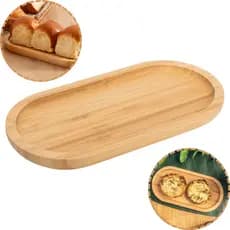 Bandeja De Bambu Oval Multiuso Petisqueira Banheiro 24cm